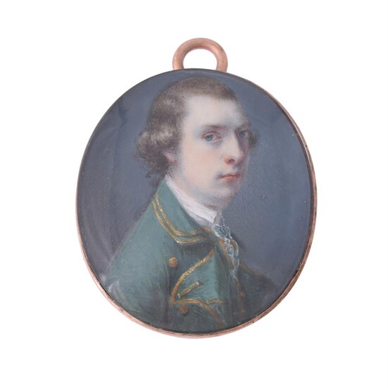 Y Circle of Samuel Collins (British c. 1735 - 1768), A gentleman, wearing green coat with gold trim