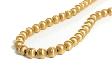YELLOW GOLD BEAD BALL NECKLACE, 48g