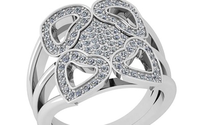 0.70 Ctw Si2/i1 Diamond 14K White Gold Men's Wedding Ring