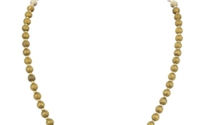 A Textured Gold Bead Necklace
