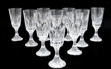 12 Baccarat France Crystal Glass Claret or Red Wine Goblets in D'Assas, Signed