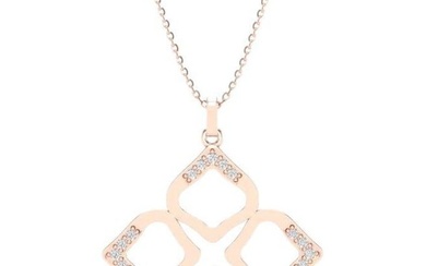 14K Rose Gold Modern Open Closter Diamond Pendant Necklace