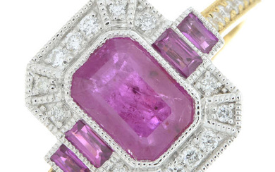 18ct gold ruby & diamond geometric dress ring