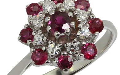1970s Ruby Diamond White Gold Ring