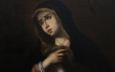 19TH CENTURY WEEPING MADONNA PAINTING
