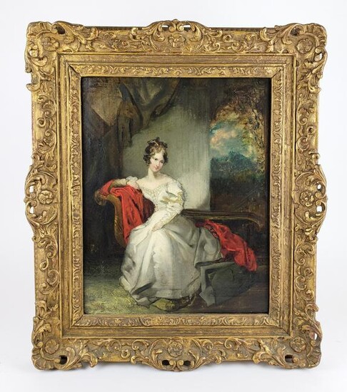 19th C. Oil on Board "Portrait of Queen Adelaide"