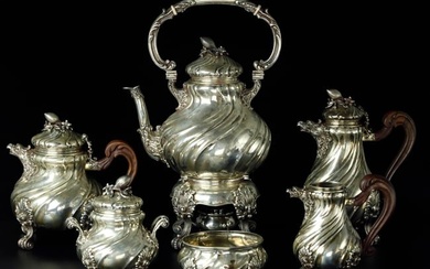 19th century Emile Puiforcat sterling silver 950 coffee/ tea set, 6 pieces, marked