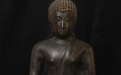 19th century or earlier Large Sukhothai (Thai) Bronze Buddha.