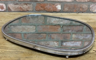 19th century silver plated tray or platter, with mirrored to...