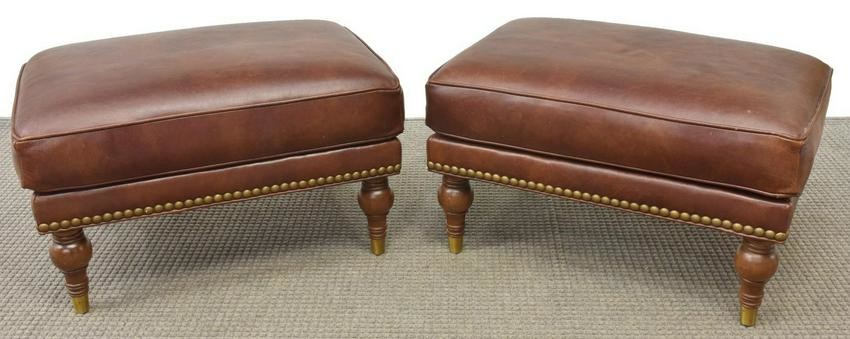 (2) WHITTEMORE-SHERRILL LEATHER OTTOMANS