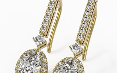 2.4 ctw Oval Cut Diamond Designer Earrings 18K Yellow Gold