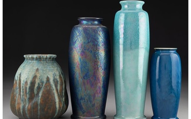 27080: Four Ruskin Pottery Glazed Ceramic Vases, 1916-1