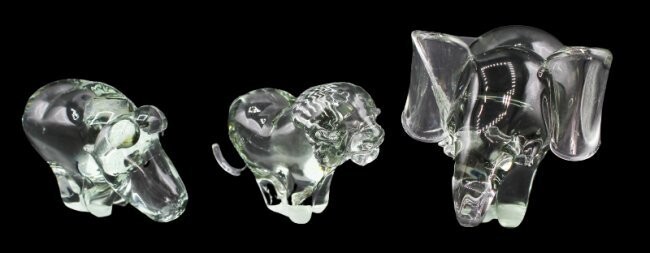 (3) Italian Green Glass Animal Sculptures