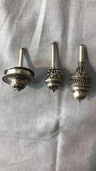 3 spinning tops silver 925