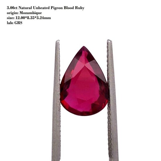 3.00ct Natural Pigeon's Blood Not Heated Ruby from