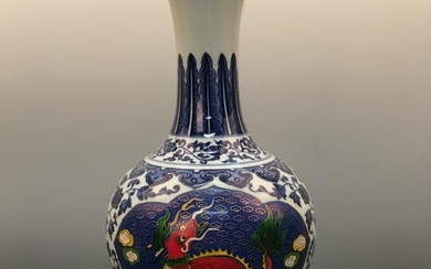 Chinese Blue-White Porcelain Vase with YongZheng Mark