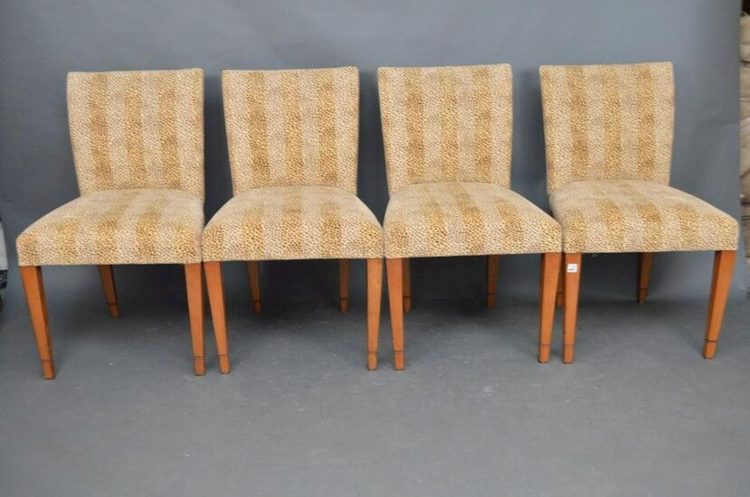 4 Leopard Print Upholstered Side Chairs, Cowtan & Tout