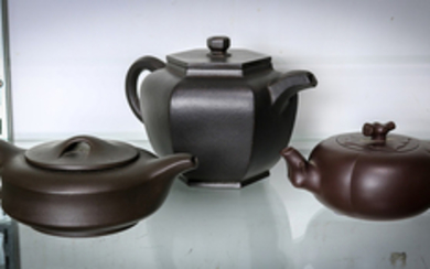 Three Chinese Zisha Ceramic Tea Pots