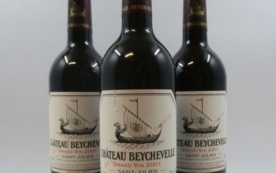 10 bouteilles CHÂTEAU BEYCHEVELLE 2001 4è GC Saint Julien (étiquettes griffées)