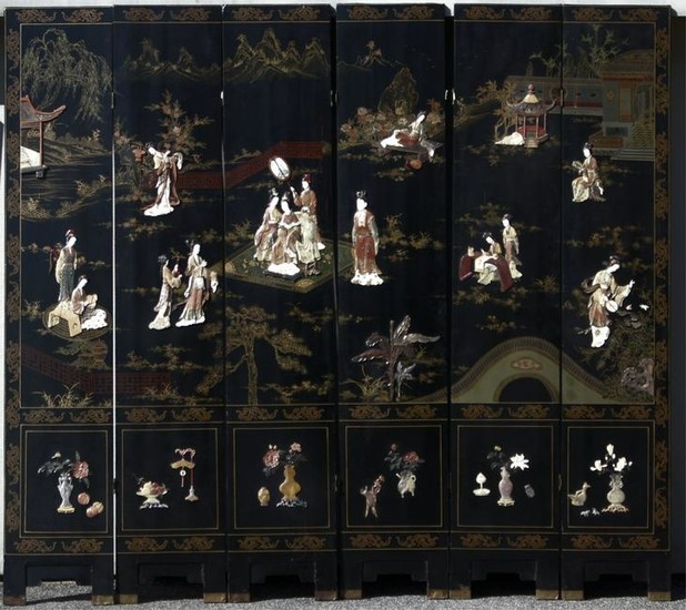 6 Panel Chinese Coromandel Folding Screen