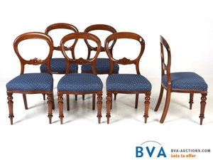 6 mahogany English medallion chairs.