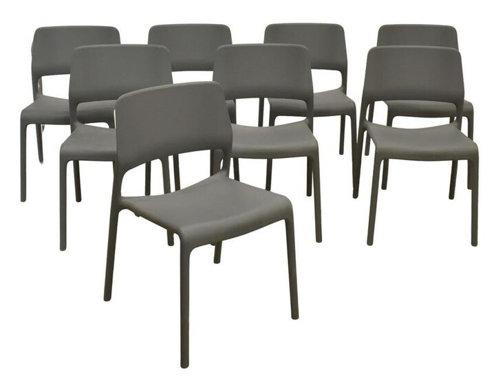 (8) DON CHADWICK KNOLL SPARK GREY STACKING CHAIRS