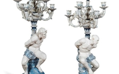 A pair of big porcelain candelabra