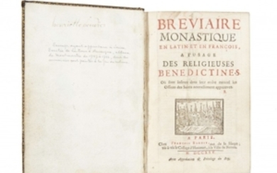 Bréviaire monastique en latin et en françois, à l'usage des religieuses bénédictines