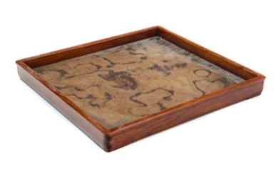 * A Chinese Hardstone Inset Huanghuali Tray
