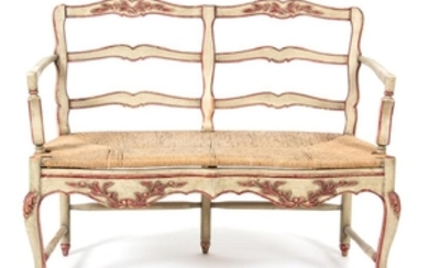 A French Provincial Style Carved and Painted Two-Chair