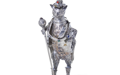 A German Semiprecious Stone Mounted Silver Figure of Puss in Boots
