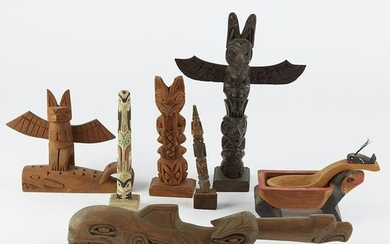 Grp: 7 Pacific Northwest Carved Wooden Sculptures