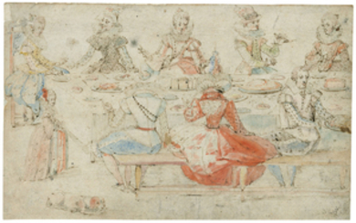 Louis de Caullery (Caullery circa 1585-1622 Antwerp), A banquet with an elegant company