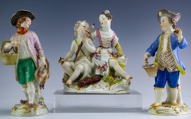 Meissen Grouping 3 Old German Porcelain Figurines