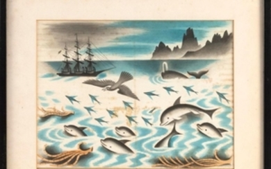 MIGUEL COVARRUBIAS, New York/Mexico, 1904-1957, Illustration for Typee by Herman Melville, circa 1935., Watercolor on paper, 9" x 12...
