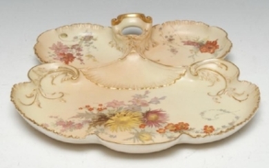 A Royal Worcester scallop shaped tray, printed and
