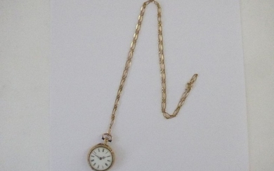 Une montre de col en or, époque 1900, avec une lon…