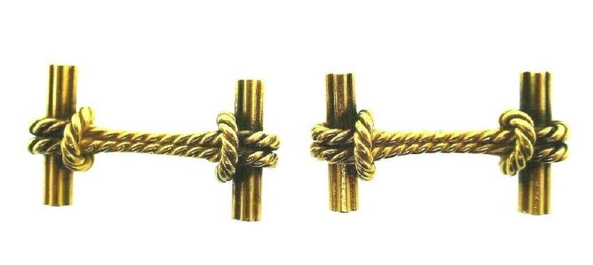FRENCH 18k Yellow Gold Nautical Cufflinks Vintage