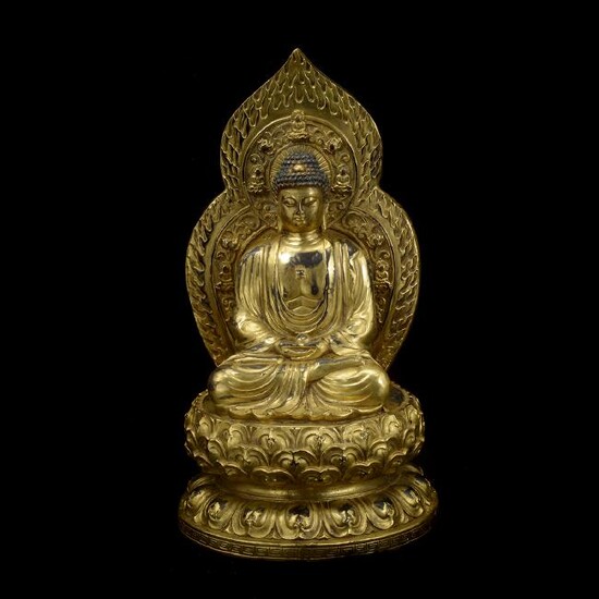 Gilt Bronze Figure of Buddha on Lotus Stand