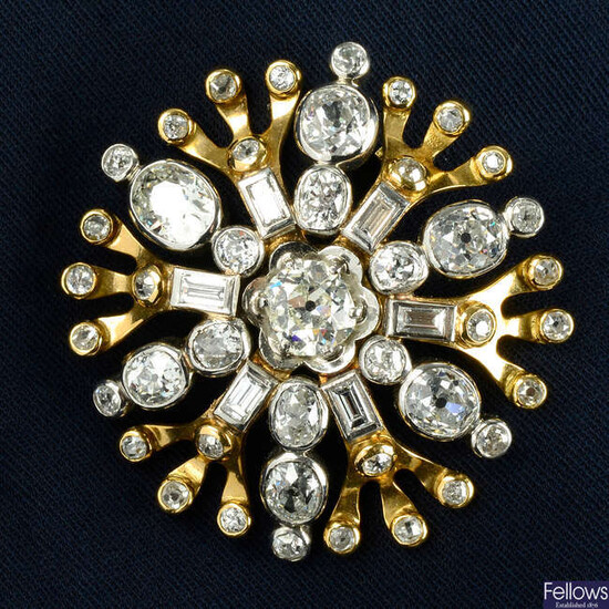 A 1950s gold and platinum vari-cut diamond 'Snowflake' brooch, by René Boivin.