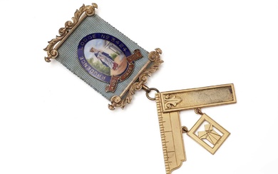 A 9ct yellow gold and enamel Masonic medal