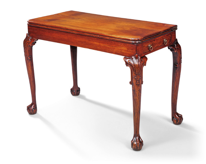 A CHINESE EXPORT ROSEWOOD CARD-TABLE, MID-18TH CENTURY