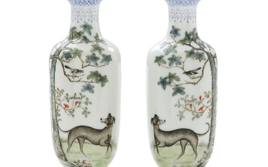 A CHINESE MIRRORED PAIR OF EGGSHELL PORCELAIN VASES Republic period (1912-1949), or early PROC