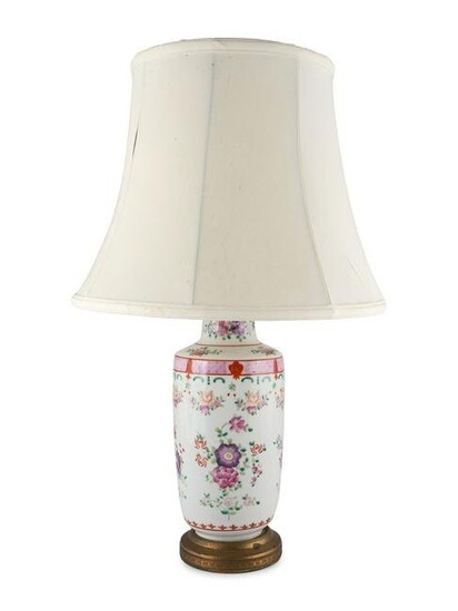 A Chinese Export Famille Rose Porcelain Lamp