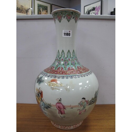A Chinese Republic Famille Rose Porcelain Vase, decorated wi...