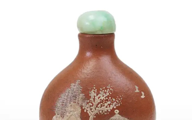 A Chinese Yixing zisha and duanni pear-shaped snuff bottle Late Qing dynasty,...