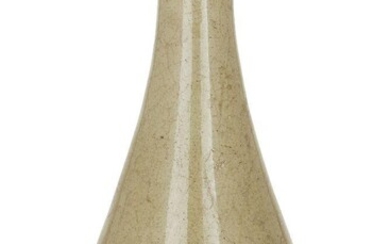 A Chinese grey stoneware small bottle vase, Ming dynasty, covered in a thick glaze of olive tone, 14.5cm high Provenance: Private collection, assembled in Singapore, early 1980s
