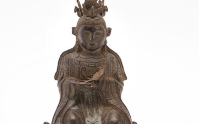 A Chinese seated bronze figure of a Daoist deity