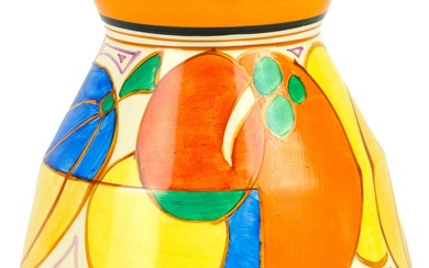 A Clarice Cliff melon (orange) pattern 360 shape vase.