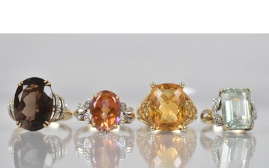 A Collection of 9ct Gold Mounted Jewelled Dress Rings to com...